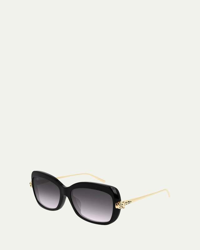 Dramatic Square Acetate/Metal Sunglasses